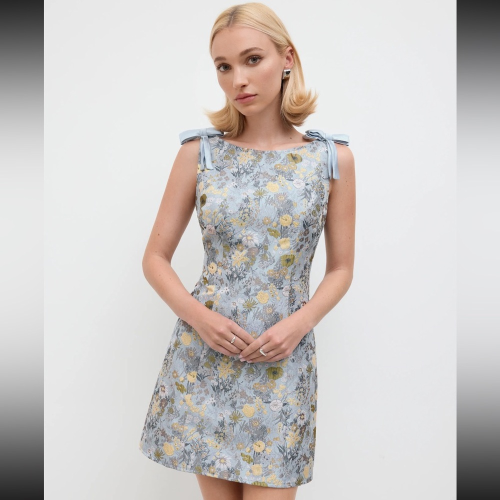 Floral Blue and Yellow Sleeveless Dress